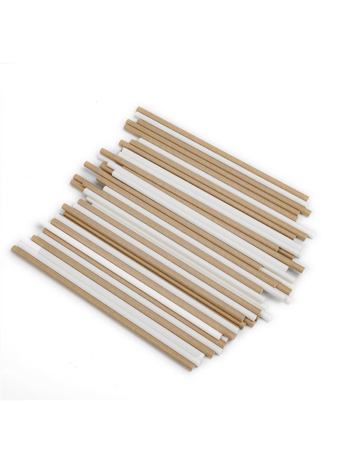 Generic - Degradable Disposable Paper Straws Eco-friendly Drinking Straws Compostable Biodegradable Made From Recycled Paper-Color:White-Specifications:6*210 - Image 1