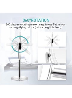Generic Lighted Makeup Mirror, 7"LED Vanity Mirror 10X Magnifying Double Sided Swivel Cosmetic Mirror, Rotatable Round Tabletop Mirror, Silver  - Image 4