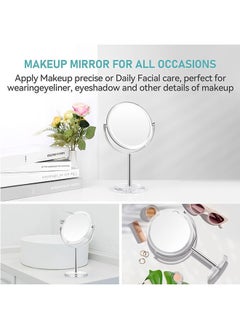 Generic Lighted Makeup Mirror, 7"LED Vanity Mirror 10X Magnifying Double Sided Swivel Cosmetic Mirror, Rotatable Round Tabletop Mirror, Silver  - Image 5