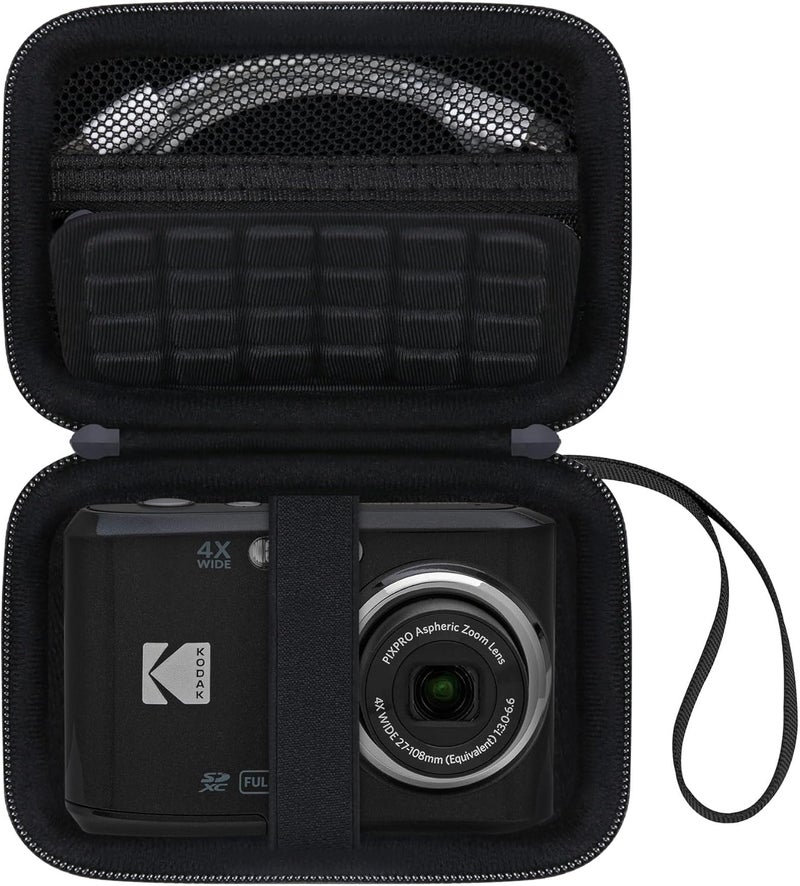 كانبوك حقيبة حمل لكاميرا كوداك PIXPRO FZ55/ FZ45 بدقة 16 ميجابكسل، حقيبة كاميرا فيديو فلوغينغ FZ45، جيب شبكي يناسب الكابل، بطاقة SD، سوداء (حقيبة فقط) - Image 1