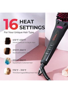 TYMO One-Step Hair Straightening Brush With Negative Ions, Ceramic Heating, 16 Temperature Settings, Lcd Display, And Anti-Scald Safety Design For All Ages  - Image 4