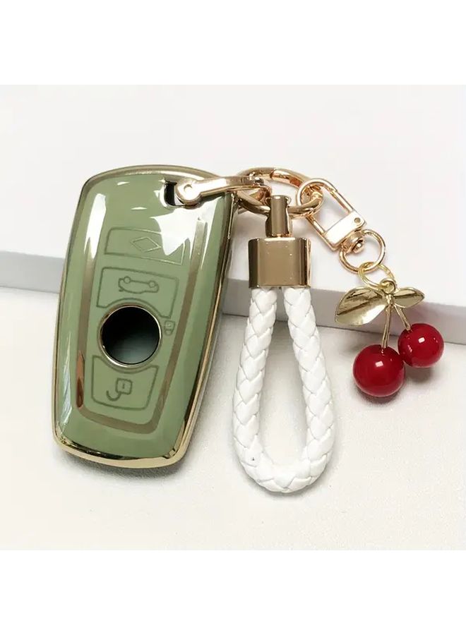 Green Suit Car Key Protector Pouch Keychain Set For BMW 1 3 5 7 X1 X3 X5 Series Fashion Gift For Men And Women - Image 3