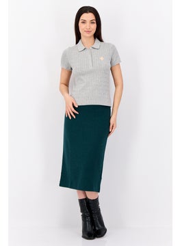 ESPRIT Women Short Sleeves Knitted Polo Shirts, Grey  - Image 3