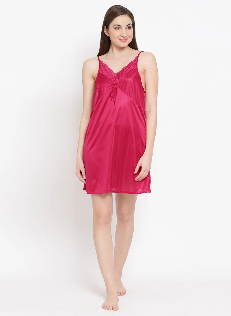 كلوفيا Clovia Nightslip In Hot Pink - Satin