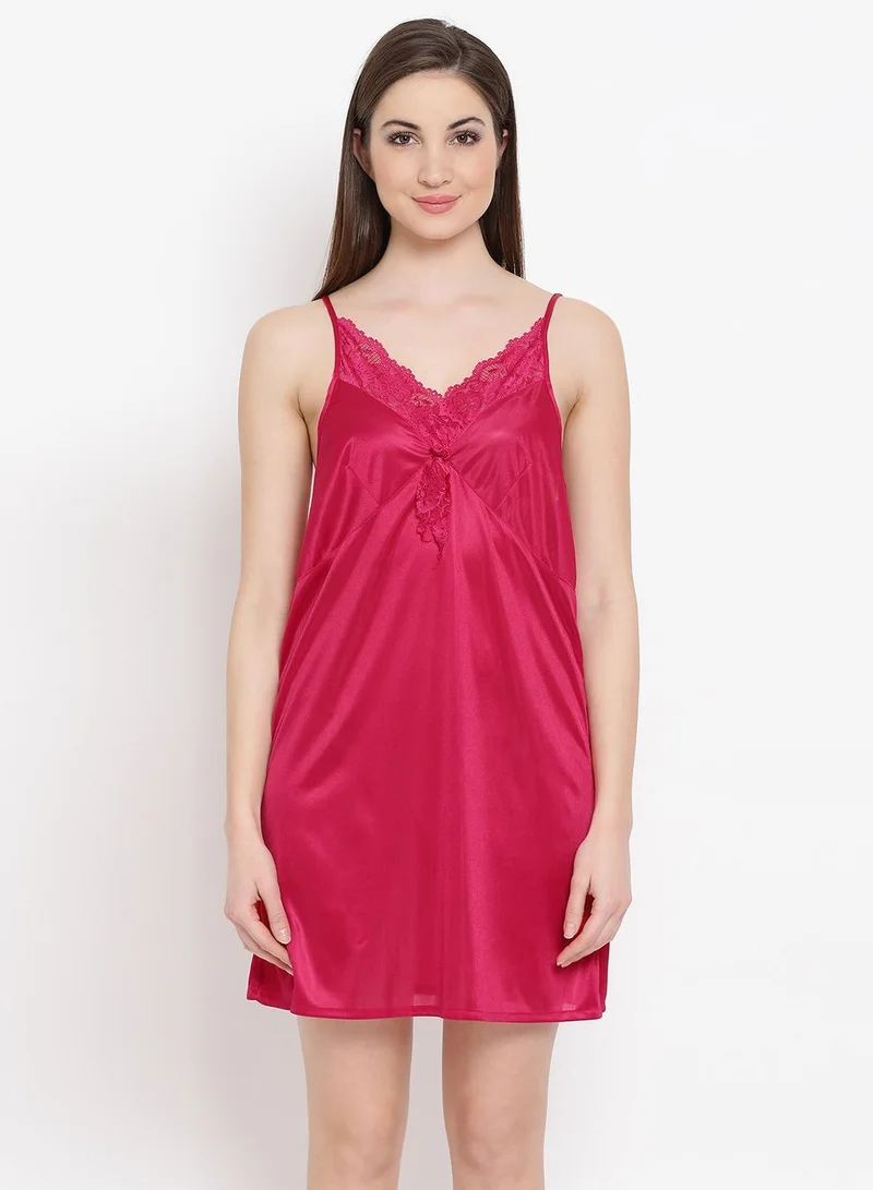 كلوفيا Clovia Nightslip In Hot Pink - Satin