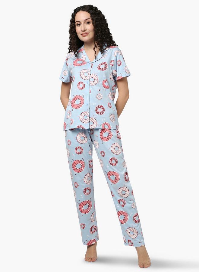 Zivame All-Over Doughnut Print Pyjama Set - Image 1