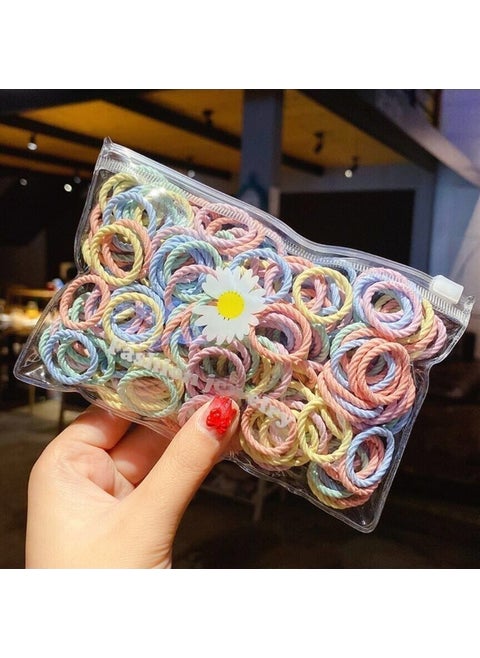 High Elasticity Baby Hair Ties Soft Mini Scrunchies 100 mixed color threads