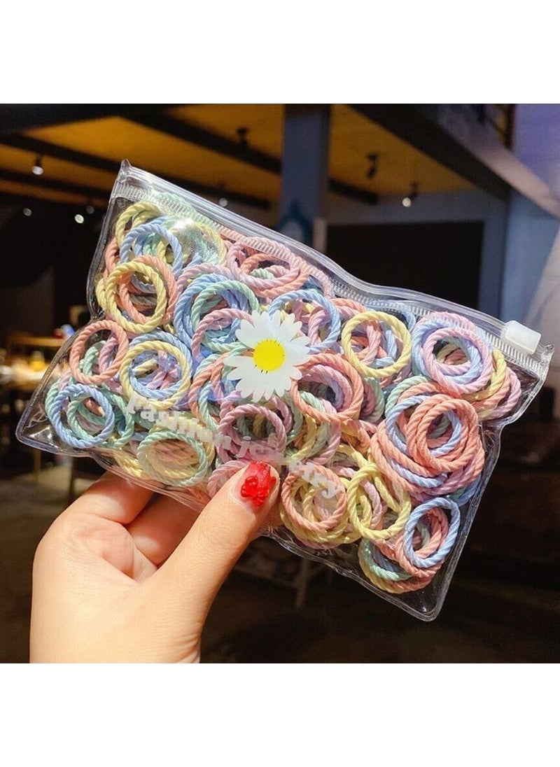 Generic - High Elasticity Baby Hair Ties Soft Mini Scrunchies 100 mixed color threads - Image 1
