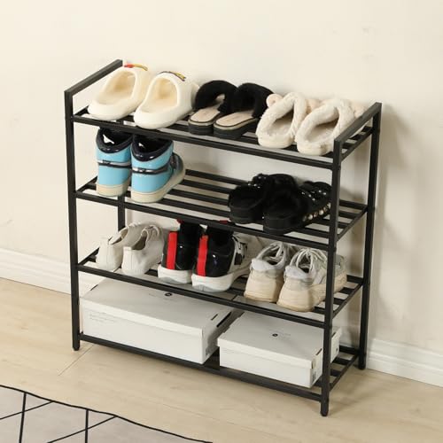 HOME CUBE 4-Tier Metal Shoe Rack for Home, Closet, Multipurpose Shelf Stand, Free Standing Shoe Racks, Easy Assembly Shoe Rack Stand, Kitchen Storage Rack, Bookshelf Storage Organizer - 70.5x25.5x71cm - Image 2