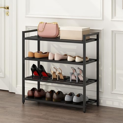 HOME CUBE 4-Tier Metal Shoe Rack for Home, Closet, Multipurpose Shelf Stand, Free Standing Shoe Racks, Easy Assembly Shoe Rack Stand, Kitchen Storage Rack, Bookshelf Storage Organizer - 70.5x25.5x71cm - Image 1