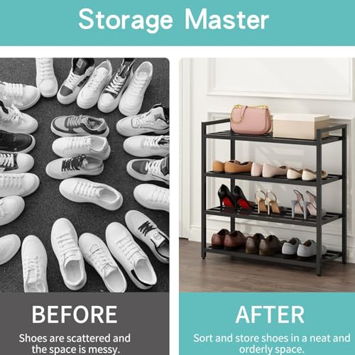 HOME CUBE 4-Tier Metal Shoe Rack for Home, Closet, Multipurpose Shelf Stand, Free Standing Shoe Racks, Easy Assembly Shoe Rack Stand, Kitchen Storage Rack, Bookshelf Storage Organizer - 70.5x25.5x71cm - Image 5