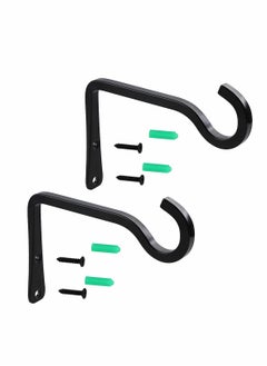 KASTWAVE Hanging Plant Hook, 6 Inch Metal Wall Hook Plant Hanger Bracket Shepherds Hook, for Hanging Bird Feeders, Wind Chimes, Flower Baskets, Lanterns, Outdoor Decoration Hooks (2 Pack, Black)  - Image 1