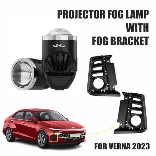 Audio Wheels 2" LED Projector Fog Lamp with Cover - 120W, Tri-Color (White/Warm/Yellow) | with Blue Tint Film | 12V/24V Fog Light for Car & Vehicle Modification | For Huyndai Verna 2023 - Image 2