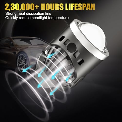 Audio Wheels 2" LED Projector Fog Lamp with Cover - 120W, Tri-Color (White/Warm/Yellow) | with Blue Tint Film | 12V/24V Fog Light for Car & Vehicle Modification | For Huyndai Verna 2023 - Image 5