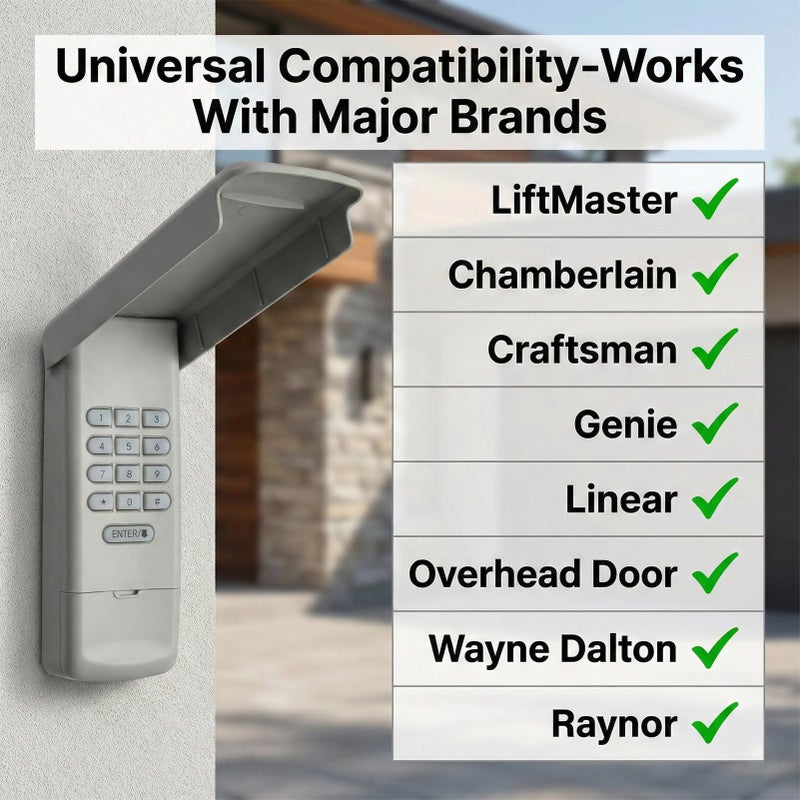 Lpyec Universal Garage Door Opener Keypad Remote Wireless Keyless Keypad Compatible with Genie LiftMaster Chamberlain Craftsman Linear Overhead Door Wayne Dalton Opener has Learn Button or Dip Switch - Image 2