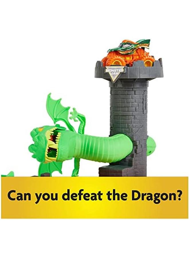 مونستر جام مجموعة لعب Dueling Dragon مع ألعاب Dragon Monster Truck الحصرية بمقياس 1:64 للأطفال للأولاد من سن 3 سنوات فما فوق - Image 4