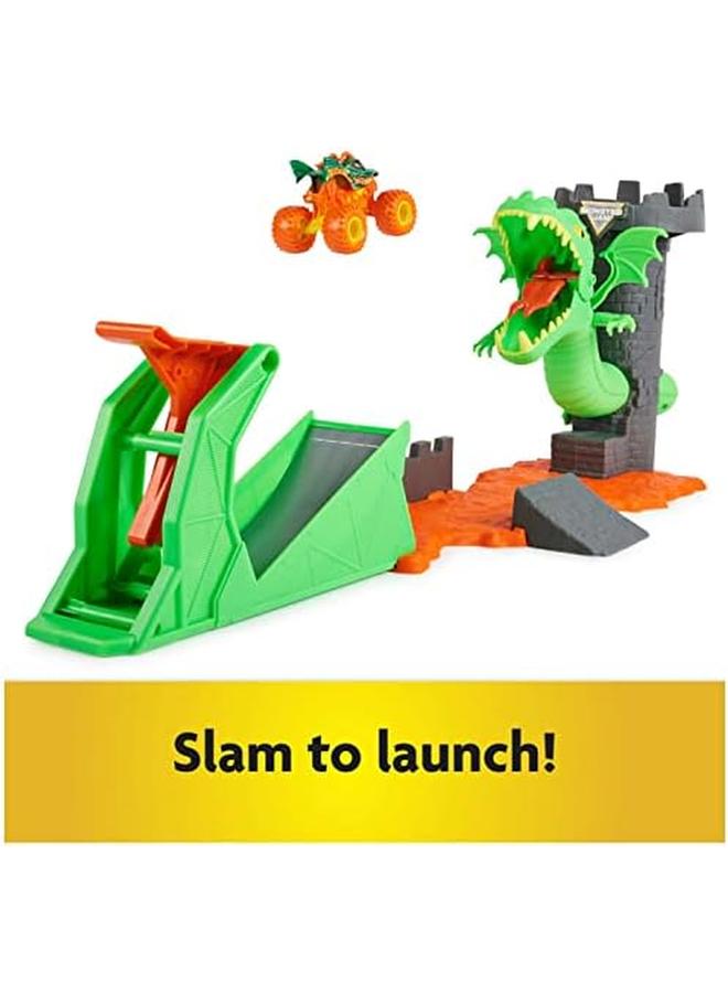 مونستر جام مجموعة لعب Dueling Dragon مع ألعاب Dragon Monster Truck الحصرية بمقياس 1:64 للأطفال للأولاد من سن 3 سنوات فما فوق - Image 2