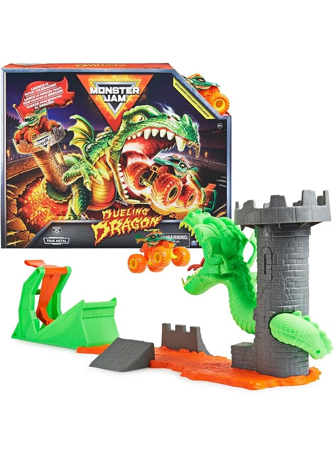 مونستر جام مجموعة لعب Dueling Dragon مع ألعاب Dragon Monster Truck الحصرية بمقياس 1:64 للأطفال للأولاد من سن 3 سنوات فما فوق - Image 1