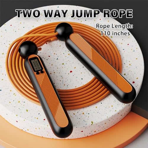 Xfopz Smart Jump Rope, Digital Weighted Handle Workout Jumping Rope with Counter, Cordless Weighted Skipping Jump Rope with Cordless Ball for Women Training Indoor and Outdoor (Orange) - Image 4