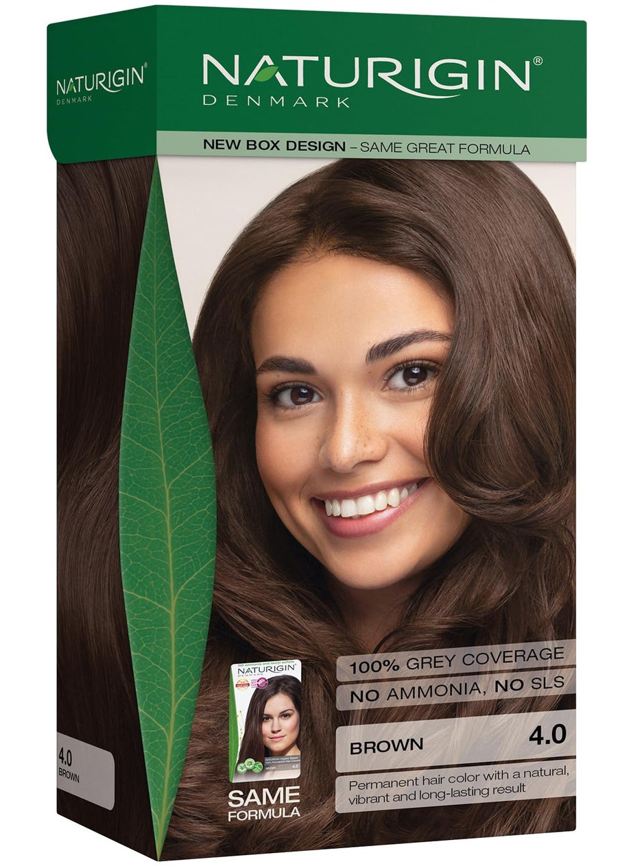 NATURIGIN - Naturigin Permanent Hair Dye, 4.0 Brown, Ammonia and Paraben Free, up to 100% Gray Hair Coverage, Long Lasting, Vegan, Cruelty Free - Image 1