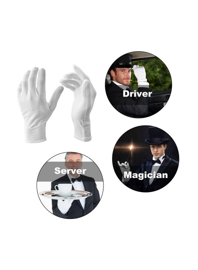 NIBEMINENT 24-Piece Cotton Ceremonial Gloves Set White M  - Image 3