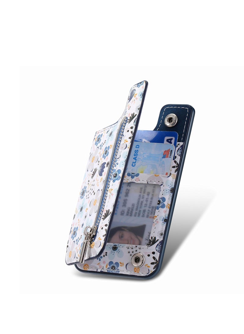 SYOSI Stick on Wallet for Phone Case, Leather Phone Card Holder Adhesive Stick On Credit Card Pocket for Back of Phone Case, Compatible with iPhone, Samsung Galaxy Most Smartphones Blue - Image 1