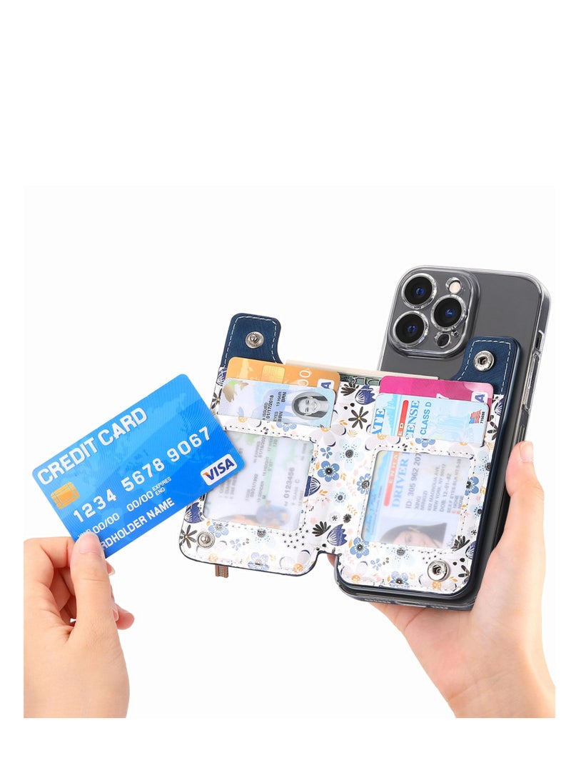 SYOSI Stick on Wallet for Phone Case, Leather Phone Card Holder Adhesive Stick On Credit Card Pocket for Back of Phone Case, Compatible with iPhone, Samsung Galaxy Most Smartphones Blue - Image 4