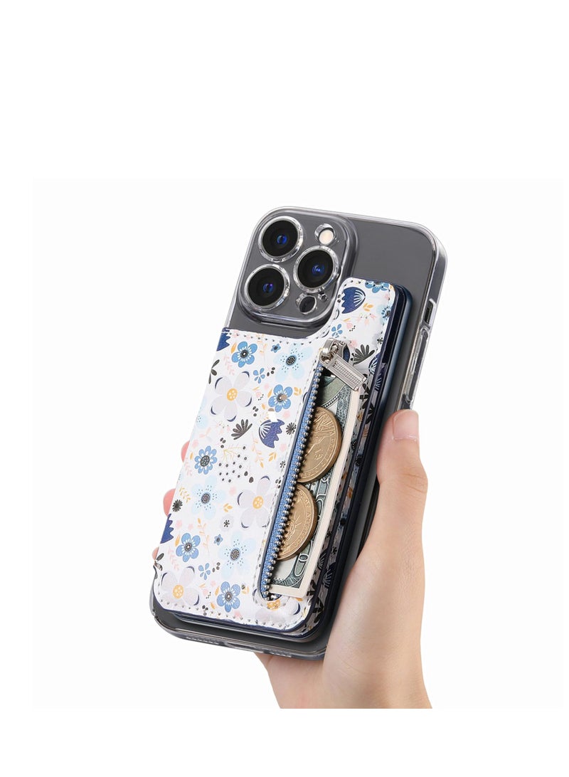 SYOSI Stick on Wallet for Phone Case, Leather Phone Card Holder Adhesive Stick On Credit Card Pocket for Back of Phone Case, Compatible with iPhone, Samsung Galaxy Most Smartphones Blue - Image 3