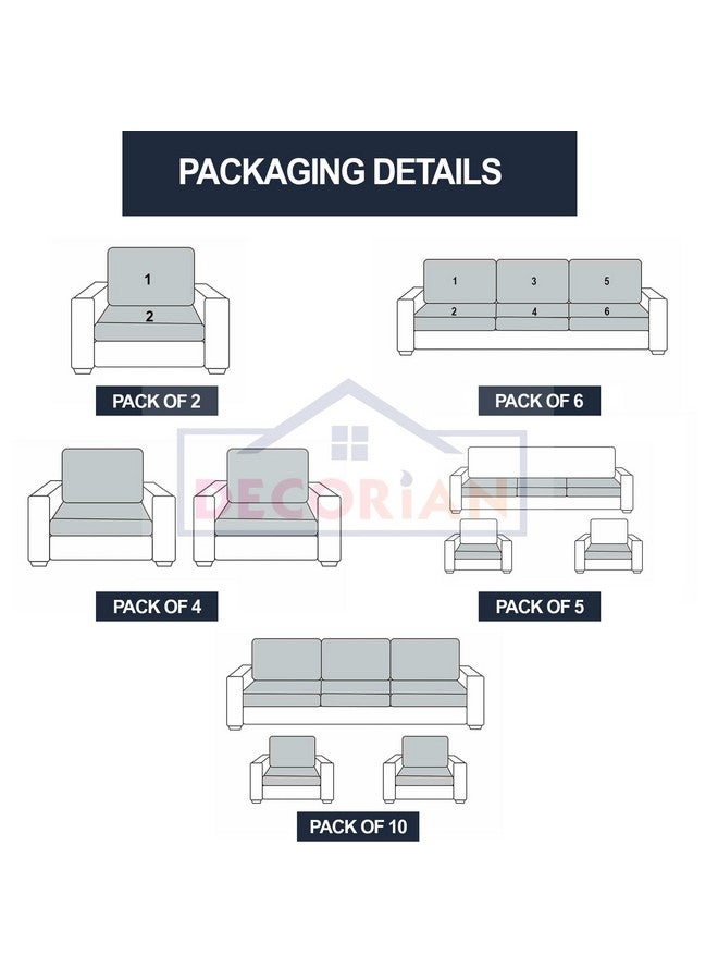 Decorian Polycotton Stretchable Printed Solid Sofa Slipcovers, Wooden Sofa Seat Cover, Sofa Back Cushion Covers (Pack of 10, Multicolor Triangle) - Image 5