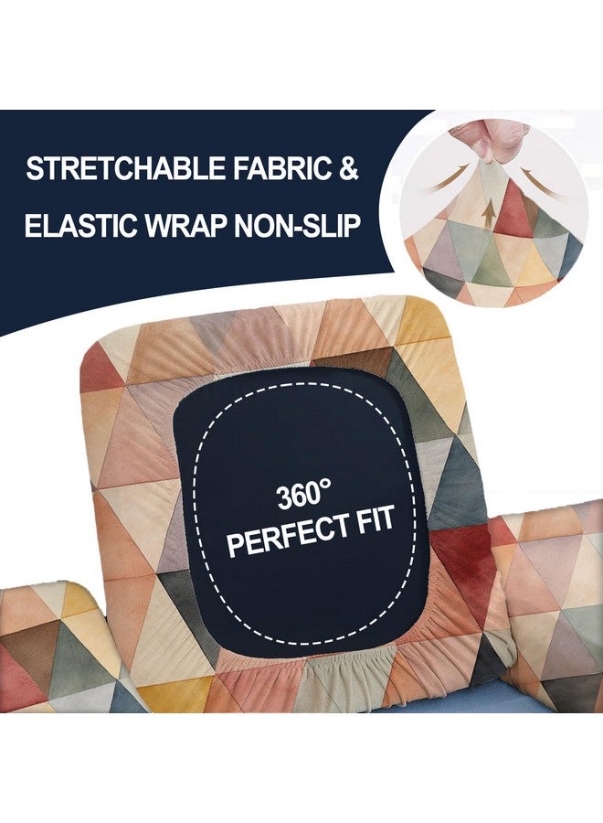 Decorian Polycotton Stretchable Printed Solid Sofa Slipcovers, Wooden Sofa Seat Cover, Sofa Back Cushion Covers (Pack of 10, Multicolor Triangle) - Image 2