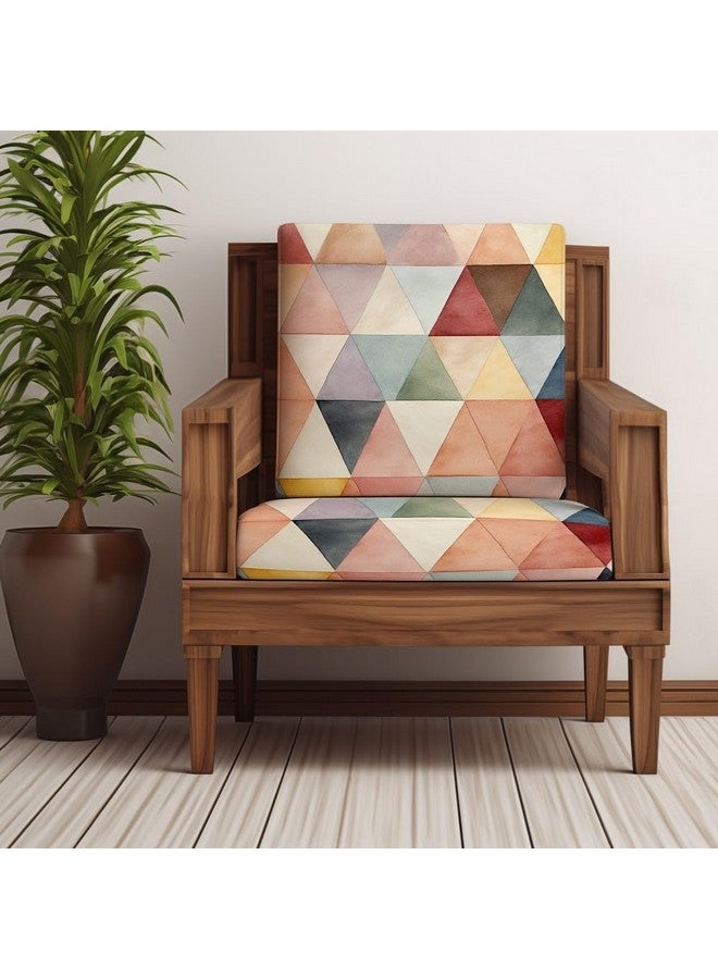 Decorian Polycotton Stretchable Printed Solid Sofa Slipcovers, Wooden Sofa Seat Cover, Sofa Back Cushion Covers (Pack of 10, Multicolor Triangle) - Image 1