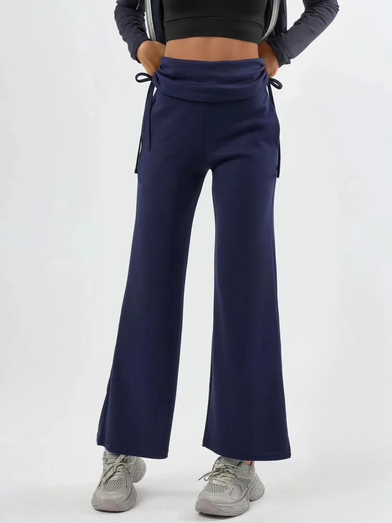 HICCUP Modal Touch High Waist Wide Leg Pants with Gathering Detail Bersan Collection