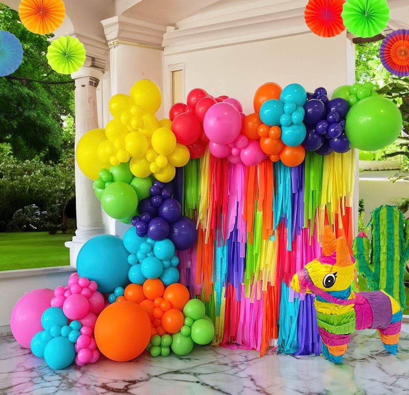 froufing Mexican Festival party Decorations with Colorful Rainbow Balloon Garland Arch for Mexican Cinco de Mayo independence Cielito Lindo theme Holiday Birthday Baby Shower Party Decorations - Image 2