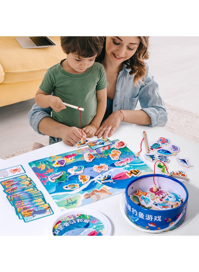 Loquat # @ Magnetic Fishing Toy Children 1-3 Years Old 2-2 Years Old And A Half Boys And Girls 6 Children Baby Gift-Color:¥¥¥double-sided-large Magnetic-(portable) Storage Box 【31 Fish + 2 Rods + Scene Pic - Image 5