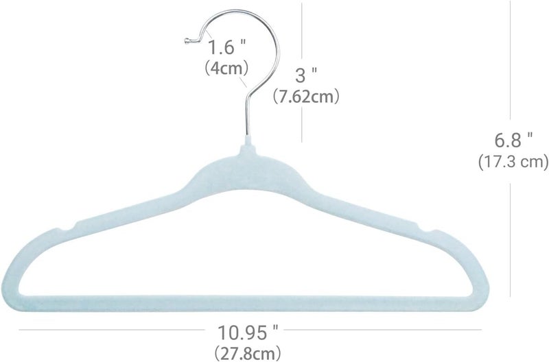 ManGotree 10 Pack (28cm) Baby Velvet Hangers, Infant and Toddler Hangers, No-Slip Children Hangers, Ultra-Slim Space Saving Kids Hangers, Sturdy &urable Clothes Hangers. (Blue) - Image 2