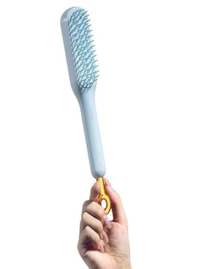 LeafLoom Self-Cleaning Anti-Static Massage Hair Brush | Retractable Rotary Lift Comb for Easy Cleaning & Hair Styling | Multi-Color Women's Hair Styling Tool (Blue) - Image 1