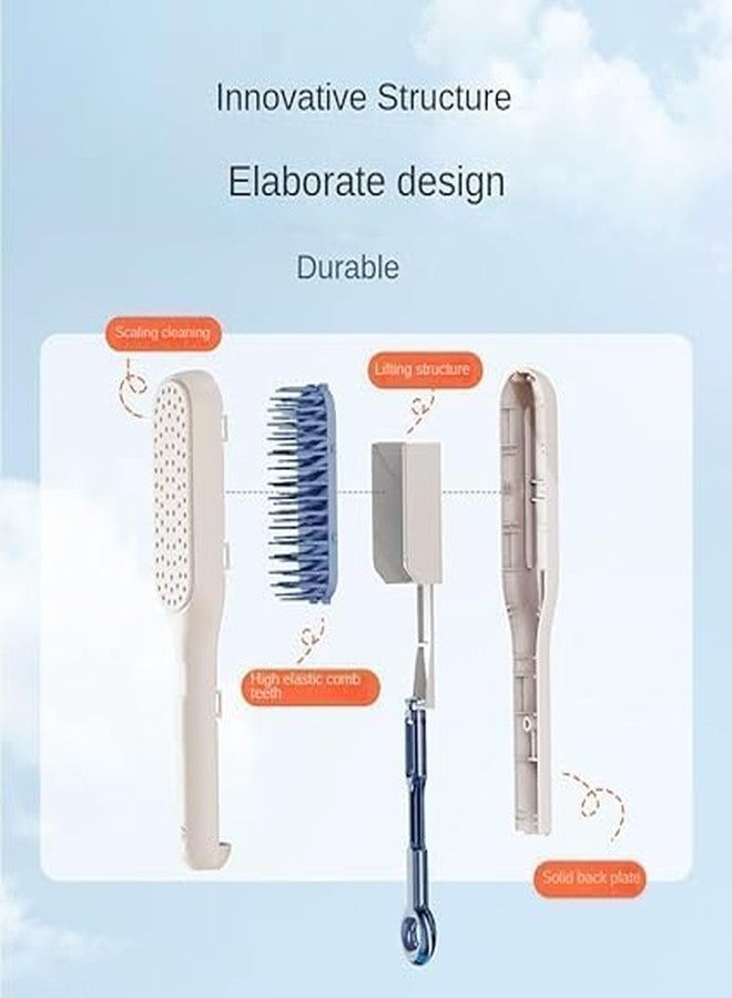 LeafLoom Self-Cleaning Anti-Static Massage Hair Brush | Retractable Rotary Lift Comb for Easy Cleaning & Hair Styling | Multi-Color Women's Hair Styling Tool (Blue) - Image 5