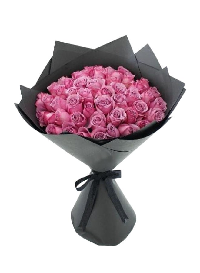 Share the Love 50 Long Stem Pink Rose Hand-tied - Fresh Flower 