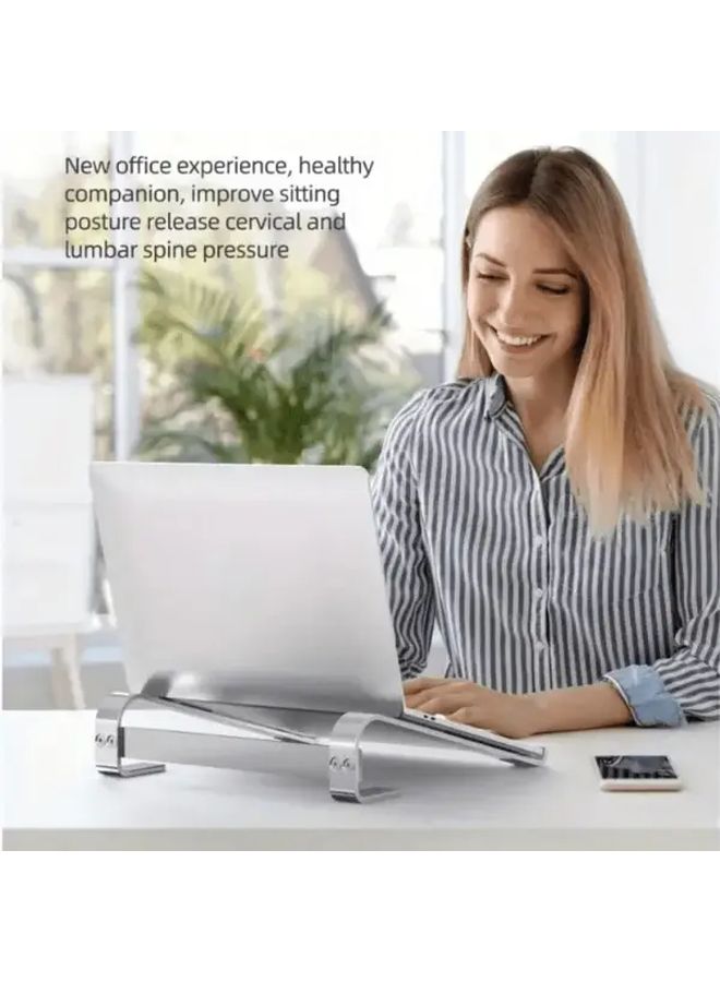 Aluminum Alloy Laptop Stand With Cooling System Portable Tablet Stand Desktop Silvery - Image 2