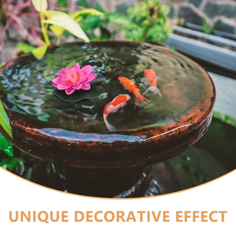 🌱 مجموعة 8 زهرة صناعية عائمة لتزيين البرك والحدائق للاستخدام الداخلي والخارجي ألوان متنوعة - Image 3