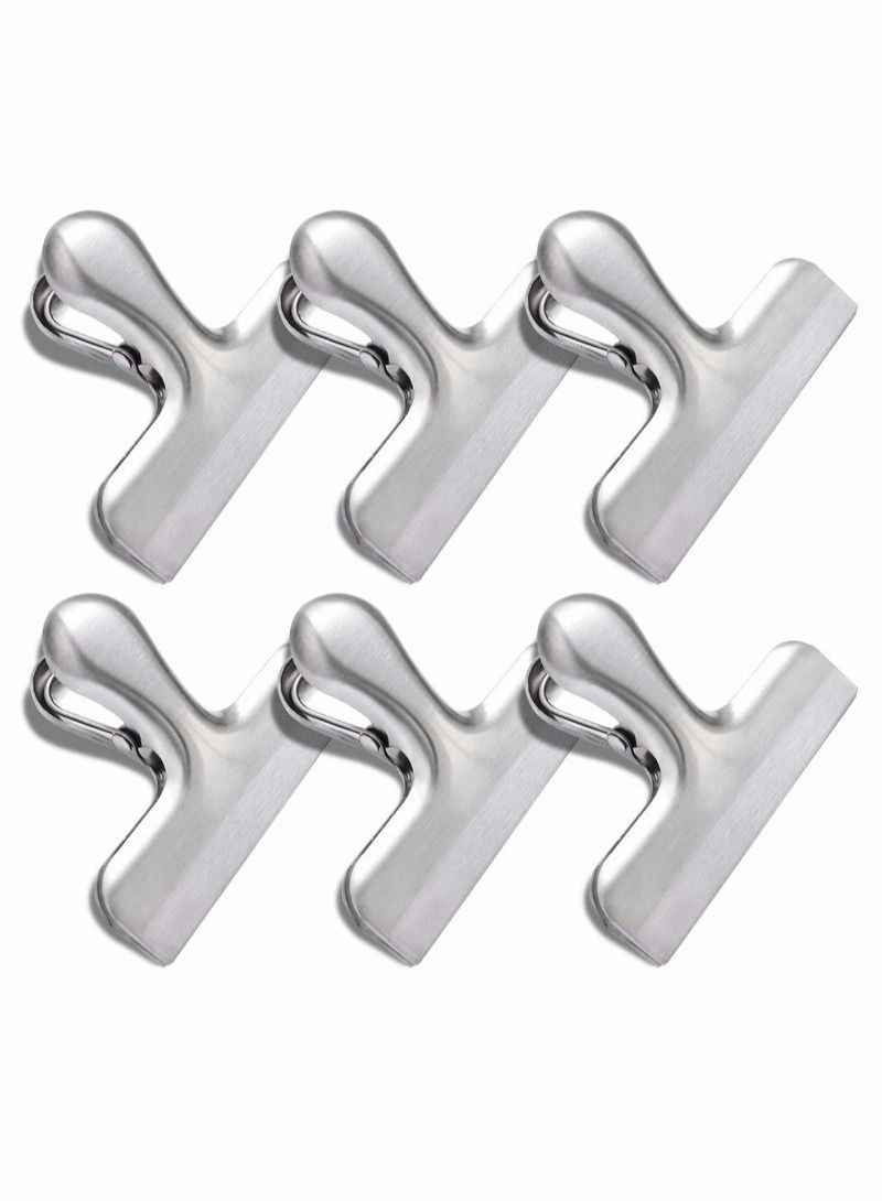 Stainless Steel Chip Bag Clips Set, 6 Pack Bag Clips, Heavy Duty Clamp Seal Food  - Image 1