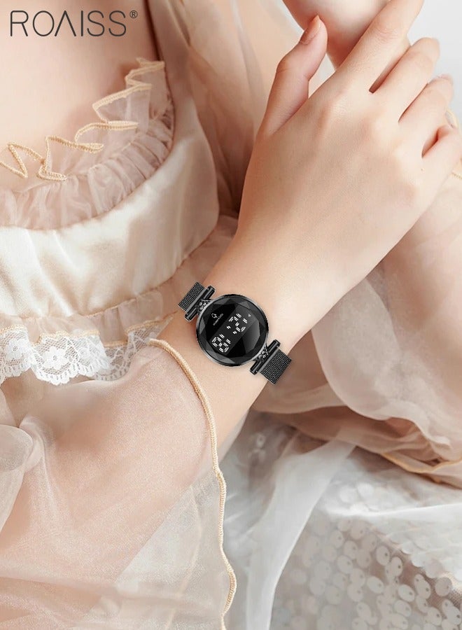 roaiss Women's LED Touch Screen Electronic Watch, Digital Display Round Dial, Multifunction Luxurious Waterproof Wristwatch as Gift for Women - Image 2