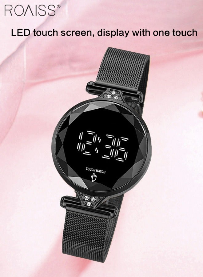 roaiss Women's LED Touch Screen Electronic Watch, Digital Display Round Dial, Multifunction Luxurious Waterproof Wristwatch as Gift for Women - Image 5