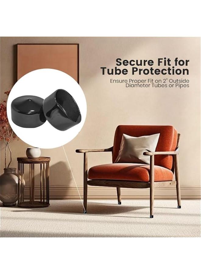 Arabest Rubber Pipe Cap End Caps 2 Inch Round Black Vinyl Covers Pack of 4 Hardware Plugs for Pipes Dock Poles PVC Flexible Push On Design Metal Tubing Post Rubber Cover Snug Fit 1 Deep - Image 3