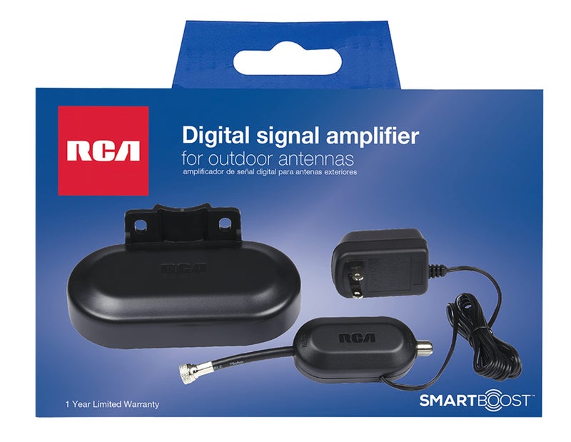 rca مضخم إشارة رقمي RCA للهوائيات الخارجية - ضوضاء منخفضة للغاية، تضخيم UHF/VHF، سهل التركيب مع موصل طاقة داخلي، يدعم جميع أجهزة التلفاز وهوائيات التلفاز الخارجية السلبية (AMP2450E) - Image 4