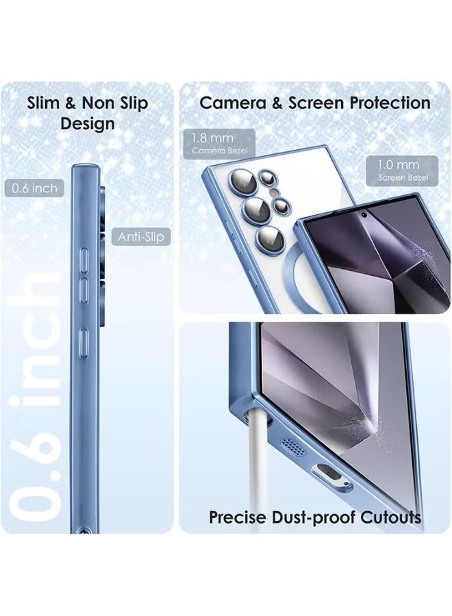 YoYoTech Galaxy S24 Ultra Magnetic Case Luxury Plating Design Galaxy S24 Ultra Case with Camera Lens Protector Soft TPU Bumper for Samsung Galaxy S24 Ultra 6.8” - Light Blue - Image 3
