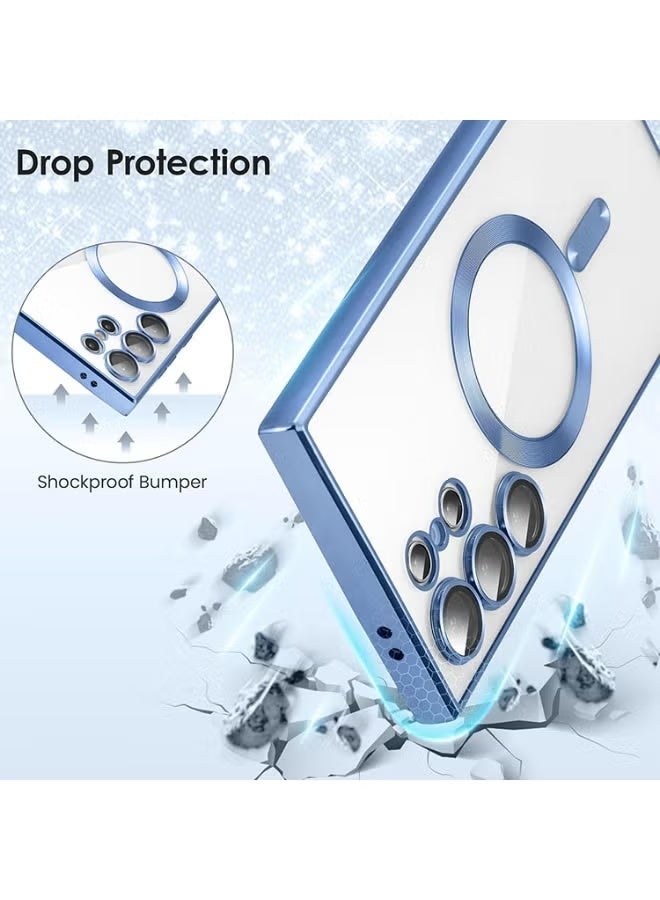 YoYoTech Galaxy S24 Ultra Magnetic Case Luxury Plating Design Galaxy S24 Ultra Case with Camera Lens Protector Soft TPU Bumper for Samsung Galaxy S24 Ultra 6.8” - Light Blue - Image 2