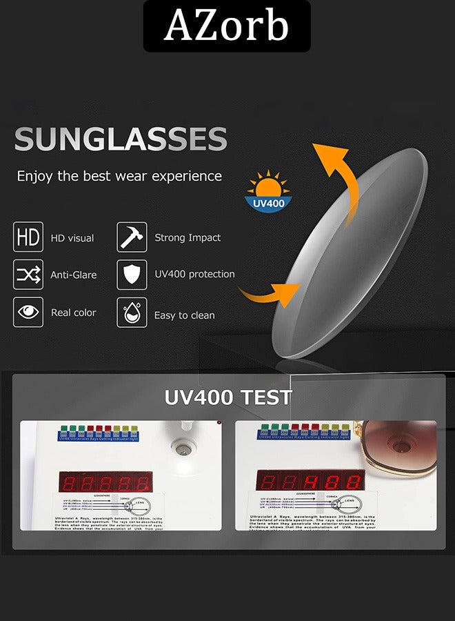 AZorb Sunglasses Women Men Hard Alloy Metal Frame Sun Glassess for Women Men's Sunglass Aviator Fashion Design High Quality UV400 Protection Shades Brown - Image 3