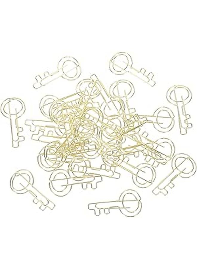 Gold Key Shaped Metal Paper Clips 30pcs Office Desk Organizer Accessories - Image 1
