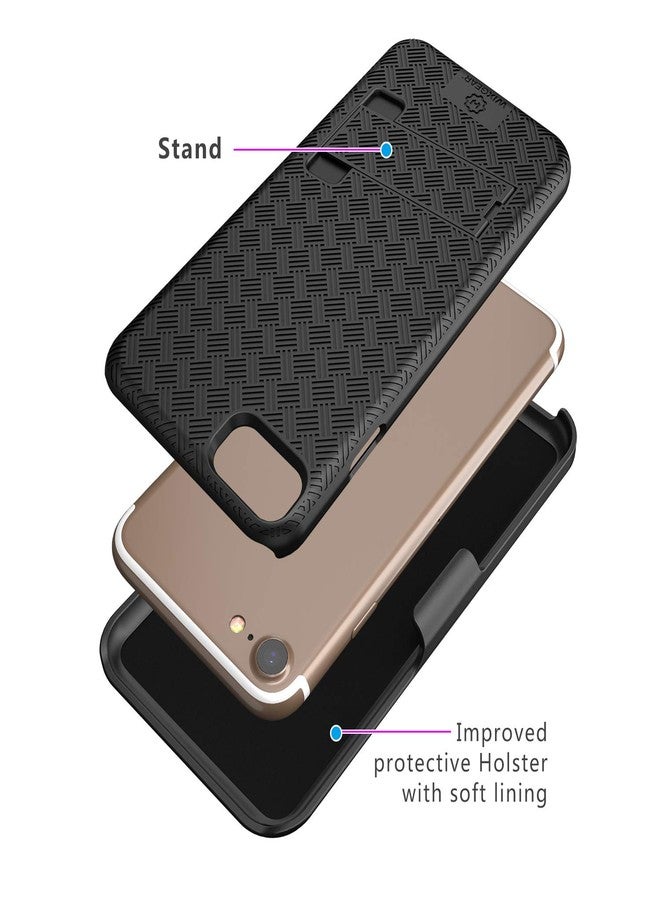 ويزجير جراب WixGear Shell Holster Combo متوافق مع iPhone 8 و 7، جراب Apple مزود بحامل ومشبك حزام - أسود - Image 5